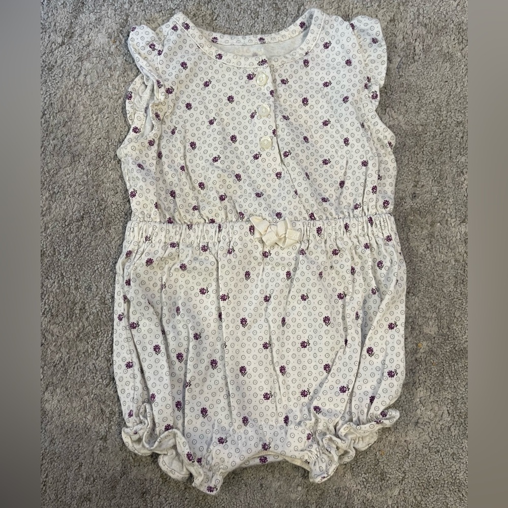 GAP Baby Romper with Purple Floral Design